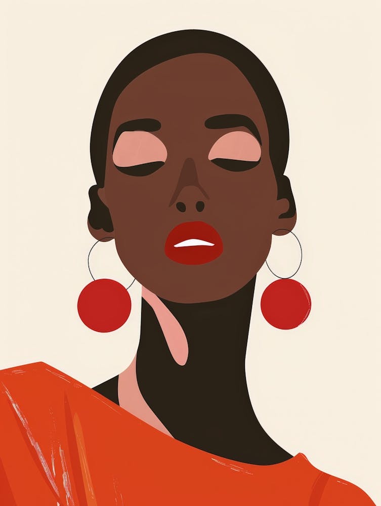 African Woman With Red Earrings
