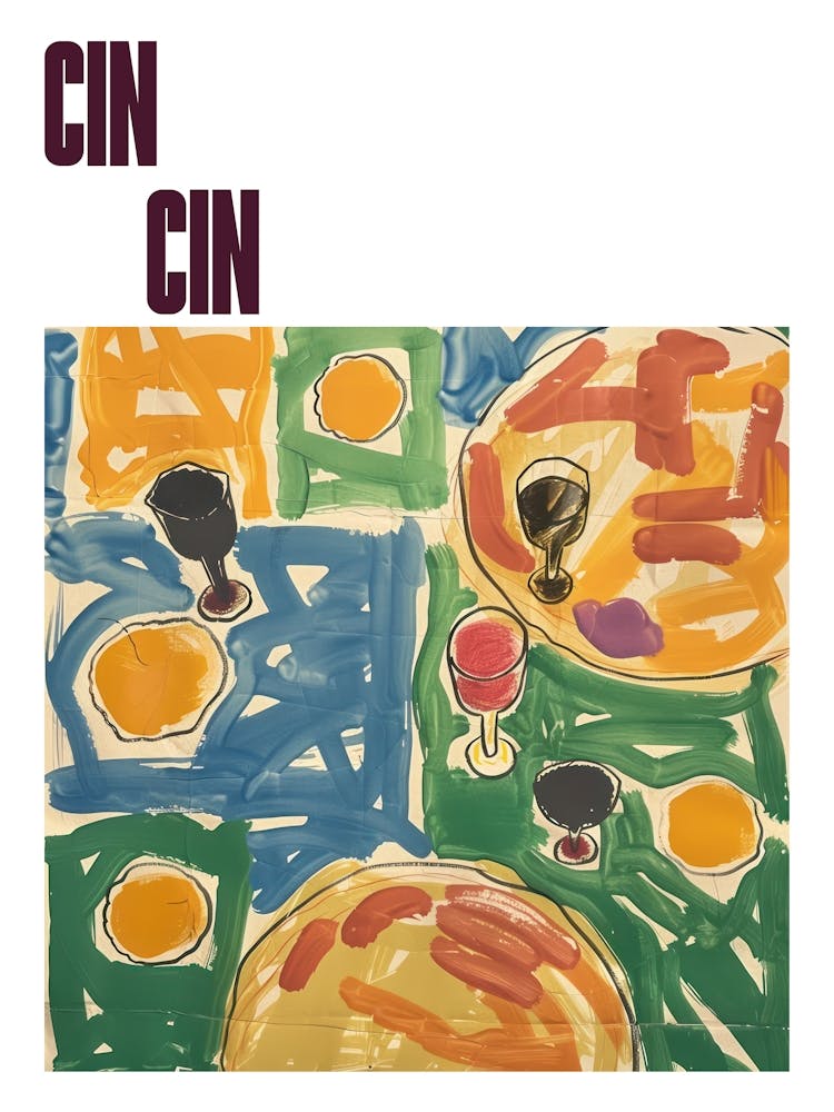 Cin Cin Poster Wine Lunch Matisse Style 4