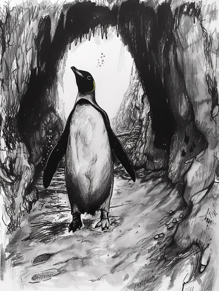 Emperor Penguin Exploring Underwater Caves 4