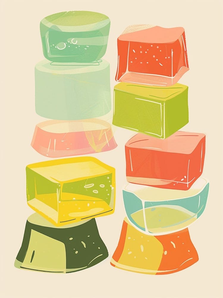Fruity Jelly Cubes Beige Illustration 3