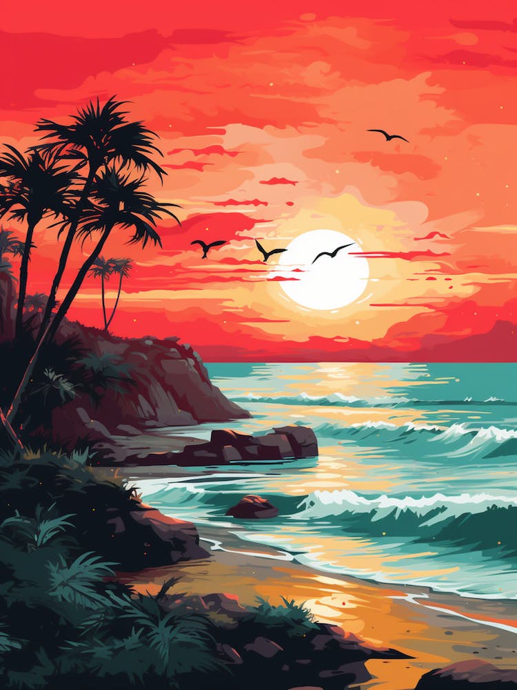 Sunkissed Painting Of Crane Beach Barbados 2