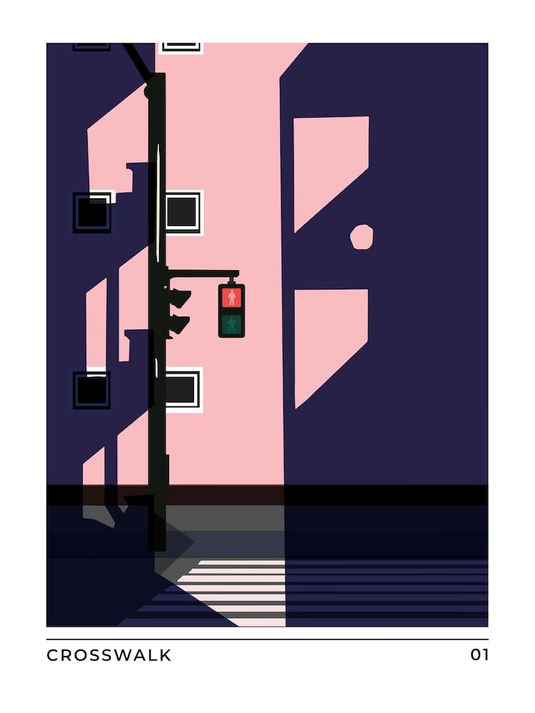 Crosswalk Still Life Modern Illustration