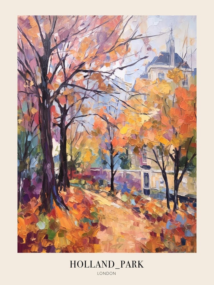 Autumn City Park Painting Holland Park London 4 Poster