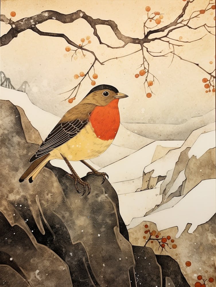 Bird Illustration European Robin 3