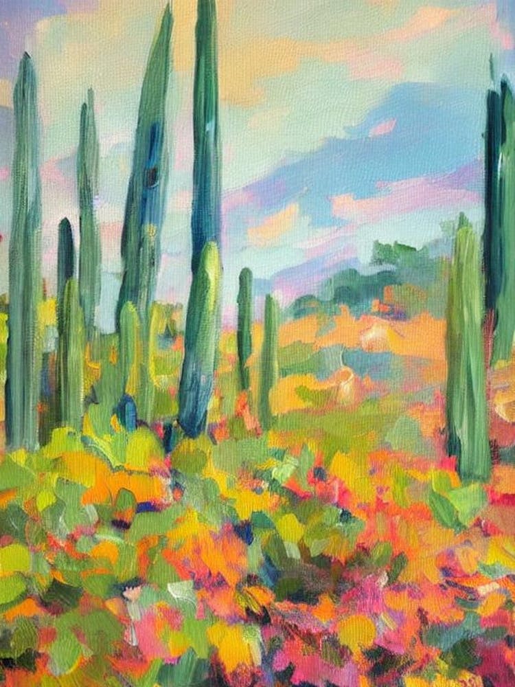 Candelabra Cactus Impressionist Painting