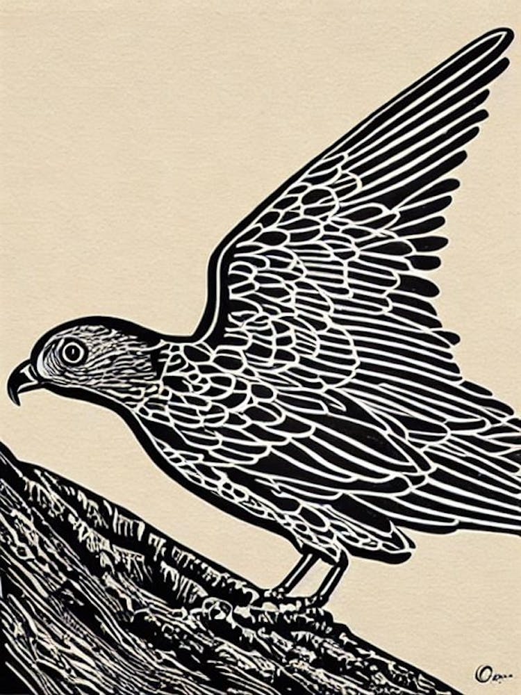 Harrier Linocut Bird
