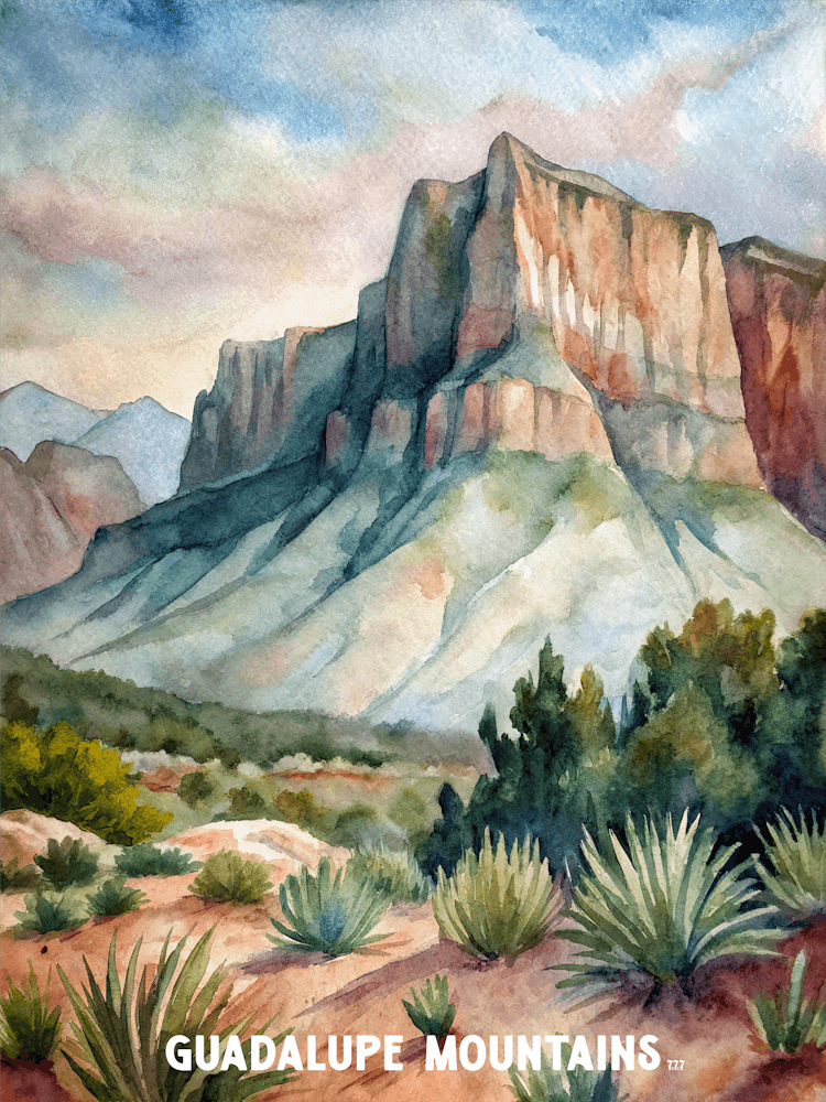 Guadalupe Mountains National Park Watercolor Painting