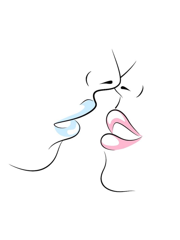Kissing Couple Vector Illustration