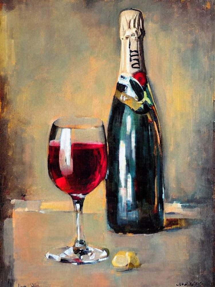 Champagne 1 Oil Painting Cocktail Poster