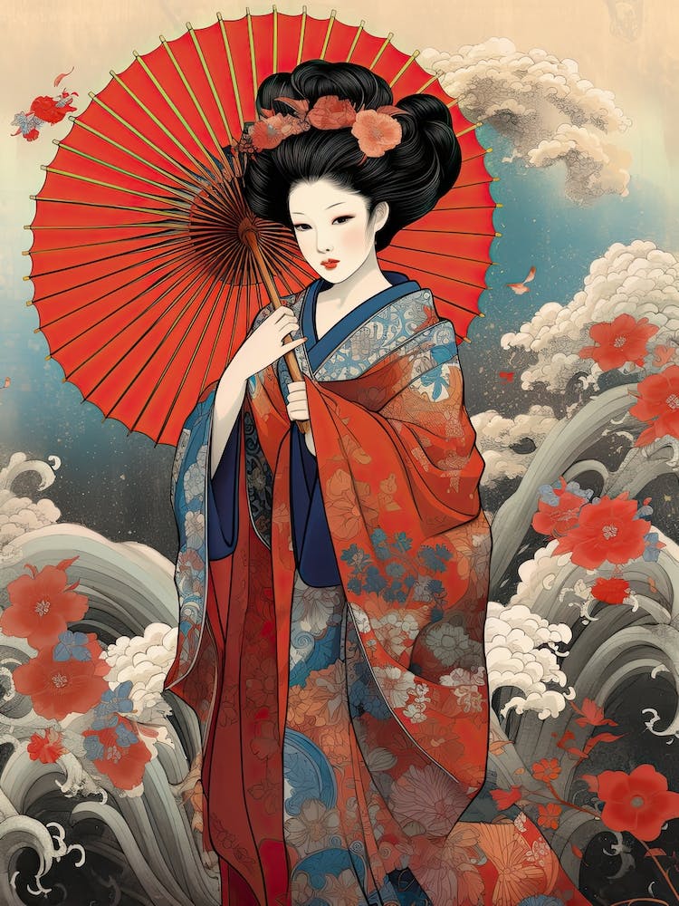 Ukiyo E Style Geisha 3