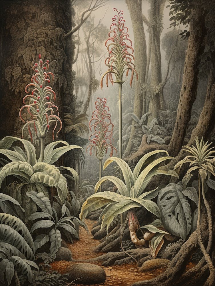 Vintage Jungle Botanical Illustration Vanilla Orchid 3
