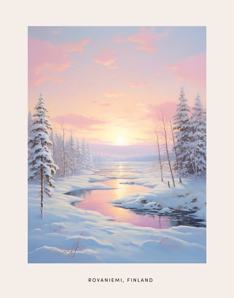 Dreamy Winter Painting Poster Rovaniemi Finland 3