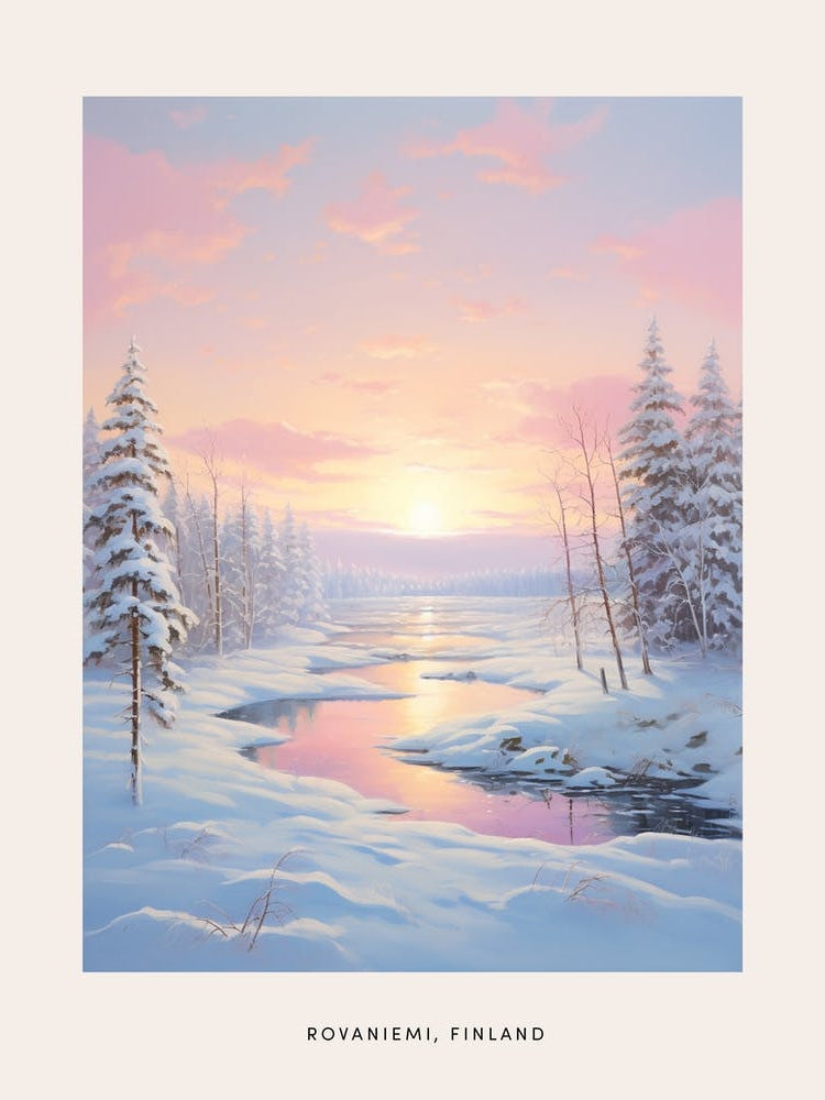 Dreamy Winter Painting Poster Rovaniemi Finland 3