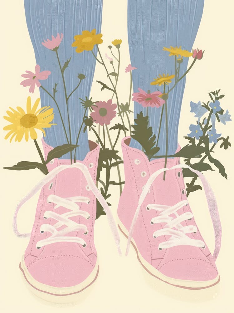 Pink Sneakers And Flowers 2