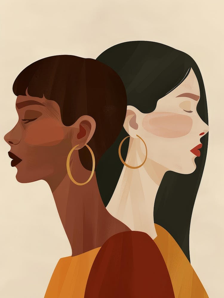 Two Women With Hoop Earrings
