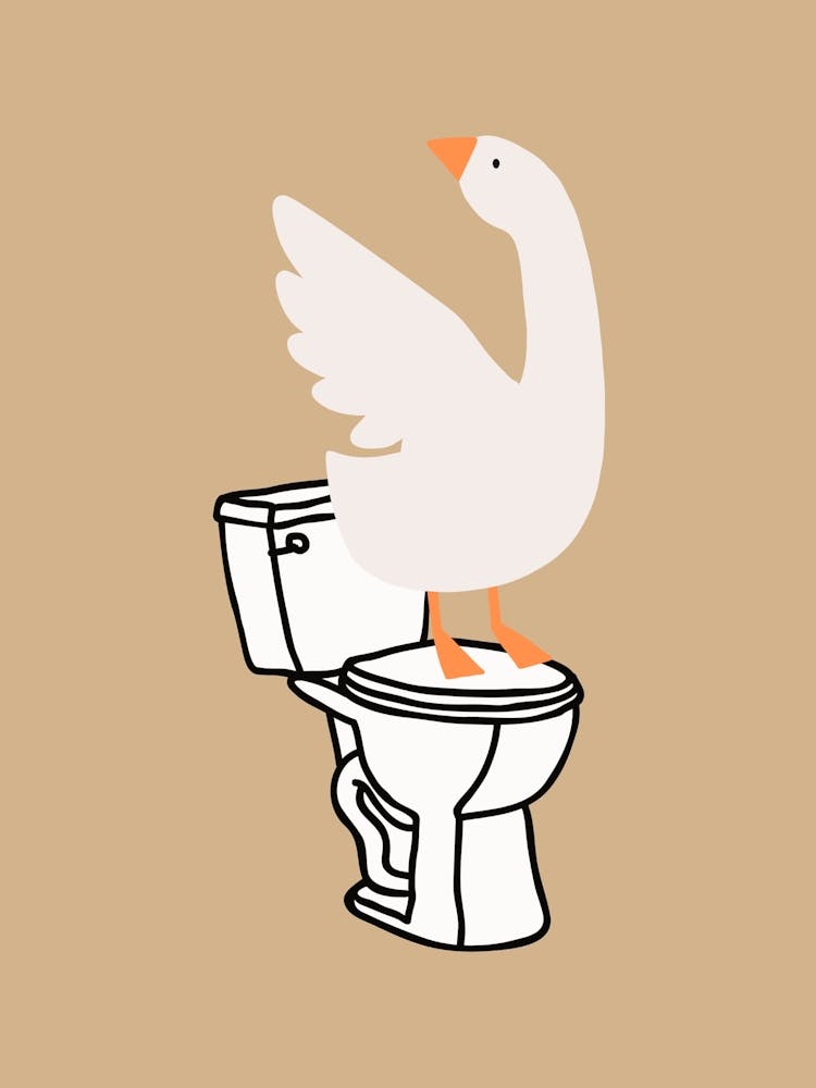 Silly Goose on Toilet Beige