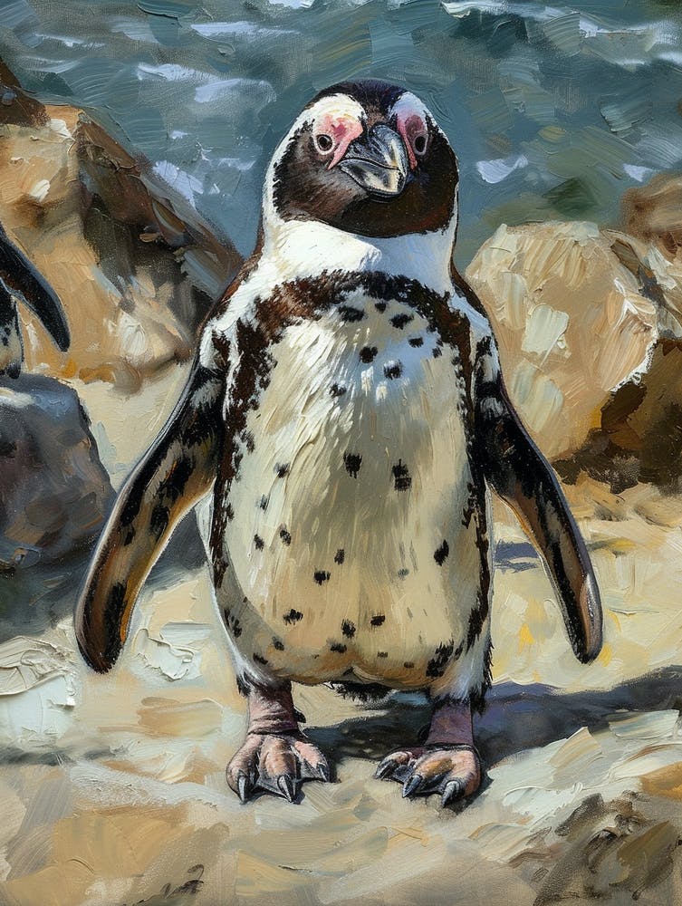 African Penguin Phillip Island The Penguin Parade Oil Painting 2