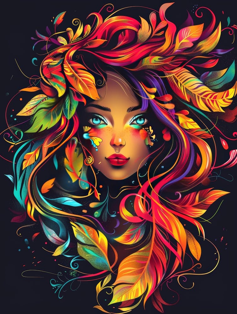 Colorful Girl With Colorful Hair