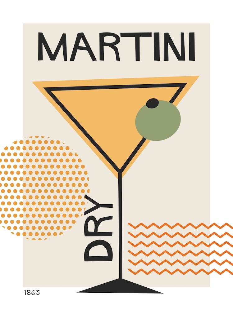 Dry Martini Retro Cocktail  Neutral