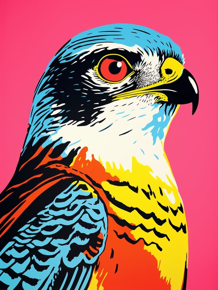 Andy Warhol Style Bird Eurasian Sparrowhawk 2