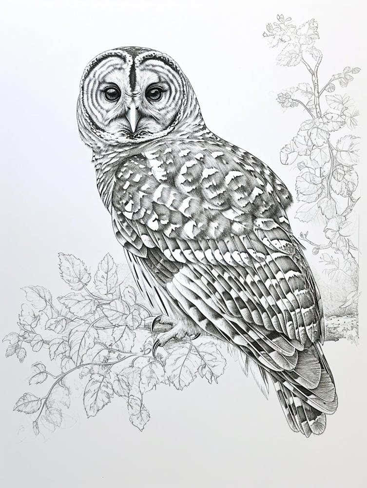 Barred Owl Marker Drawing 1