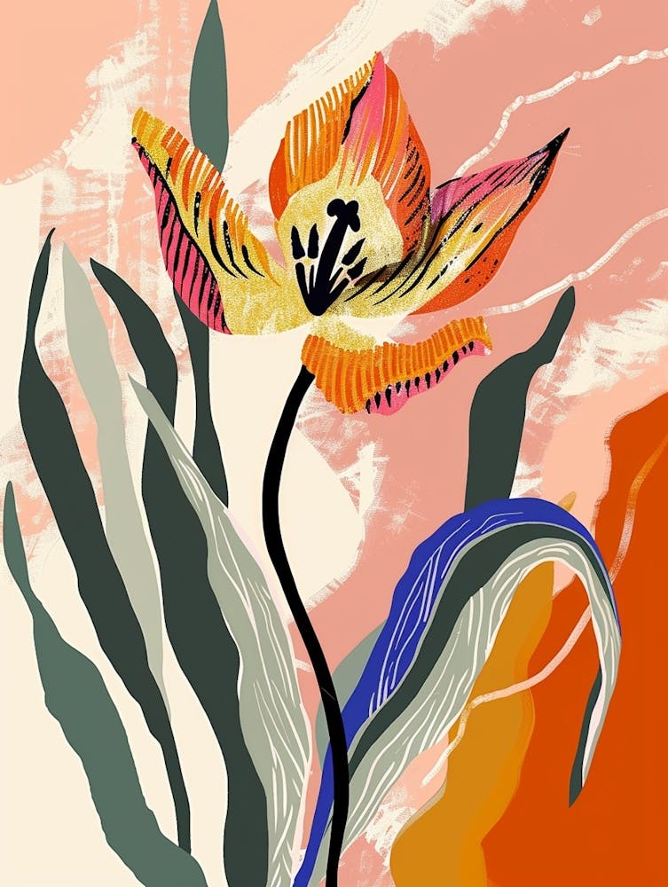 Farbenfrohe Blumenillustration Tulpe 1