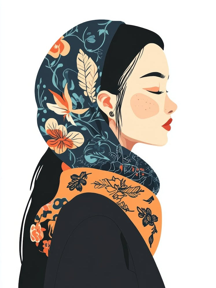 Asian Girl With Scarf