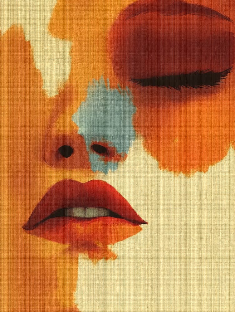 Abstract Woman Face Texture In The Warm Tone