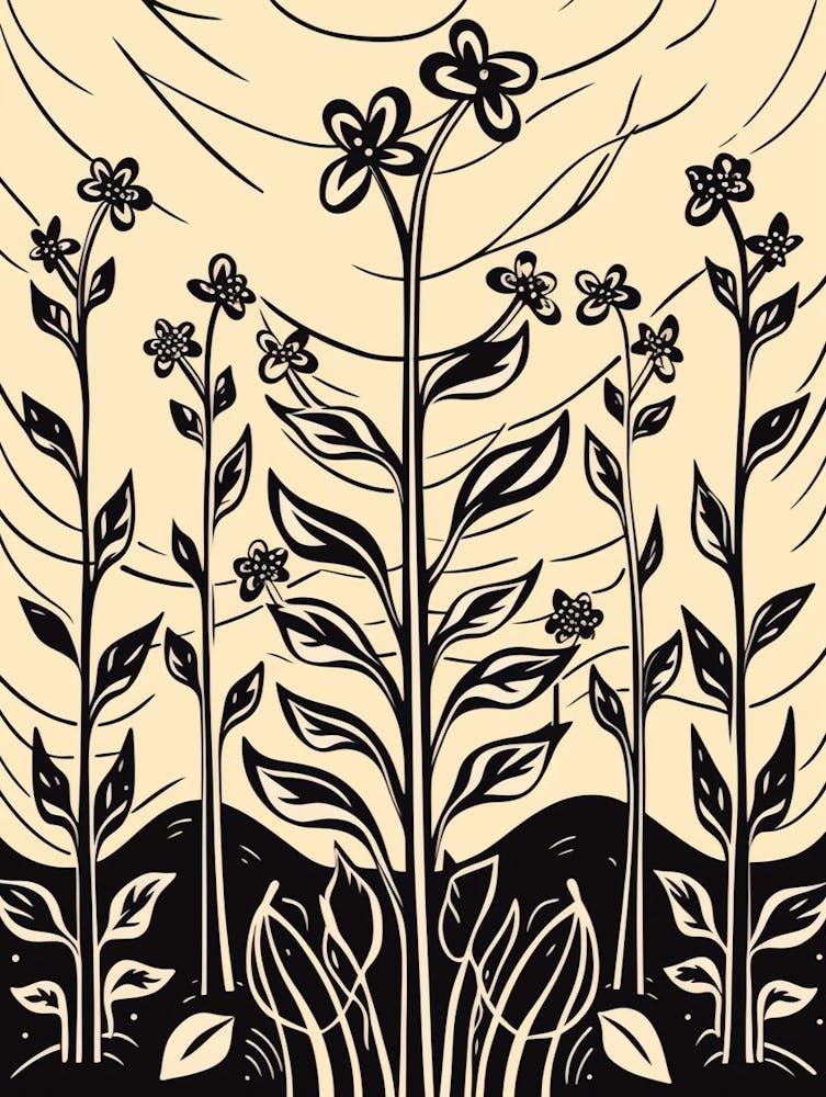 B&W Plant Illustration Tradescantia Nanouk