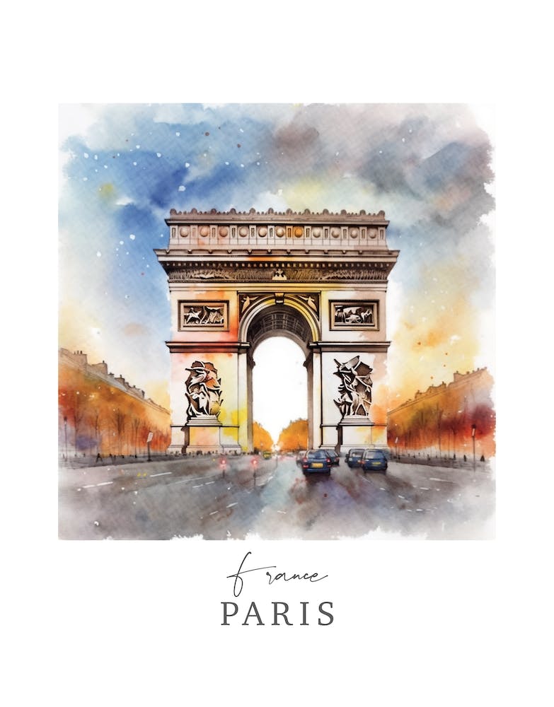 Frankreich, Paris Märchenbuch 4 Reiseposter Aquarell