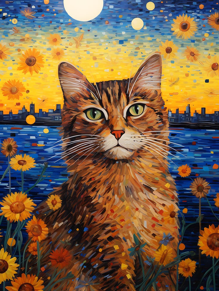 Cat In Sunflowers 2