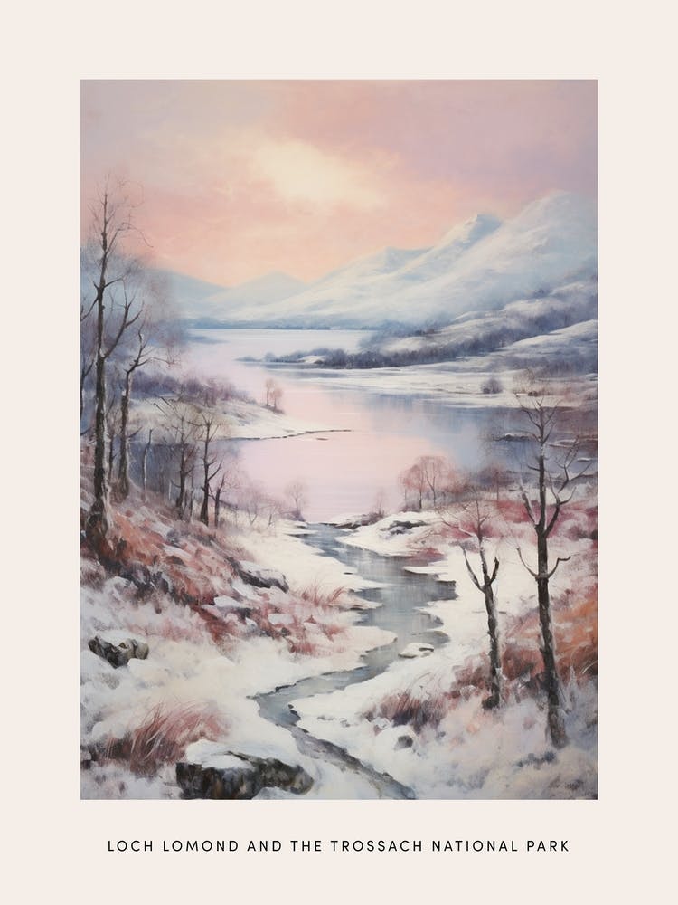 Dreamy Winter National Park Poster  Loch Lomond And The Trossach National Park Scotland 2
