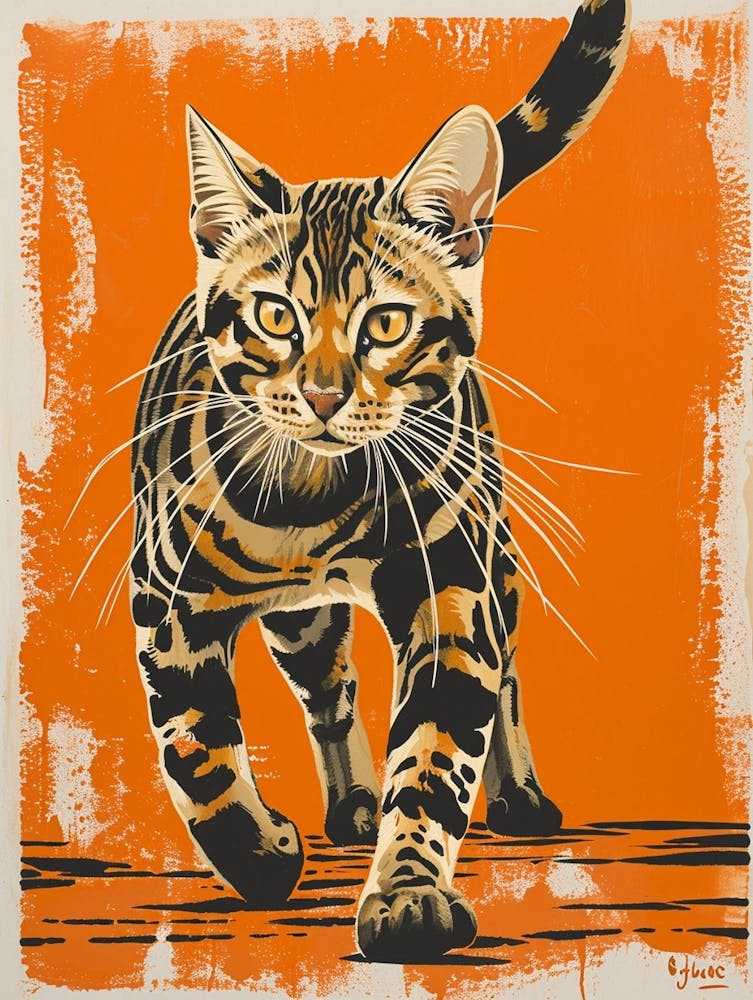 Bengal Cat Relief Illustration 1
