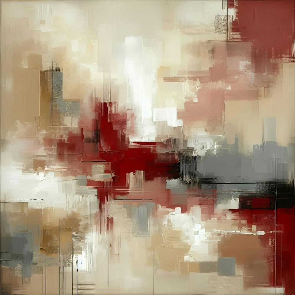 Abstract Art Neutral Painting Red Beige And Grey 2 1