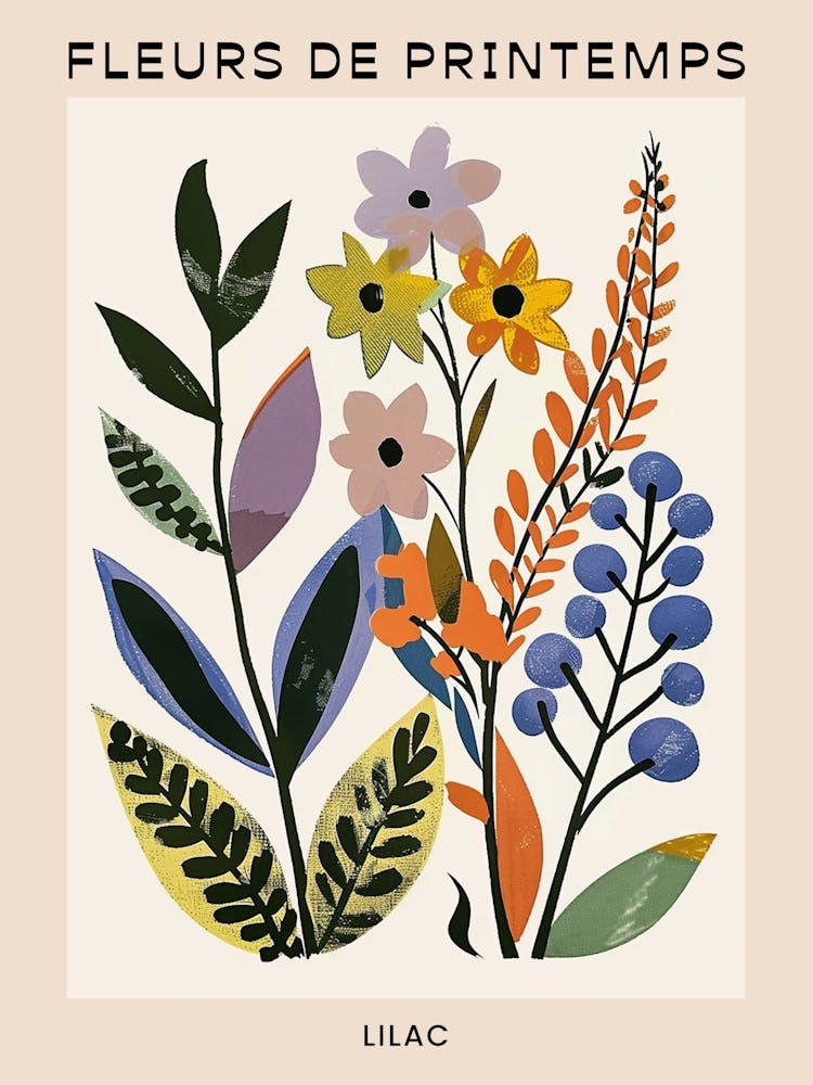 Spring Floral French Poster  Lilac 2