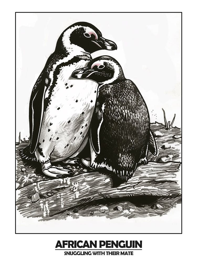 Penguin Snuggling With Their Mate Poster