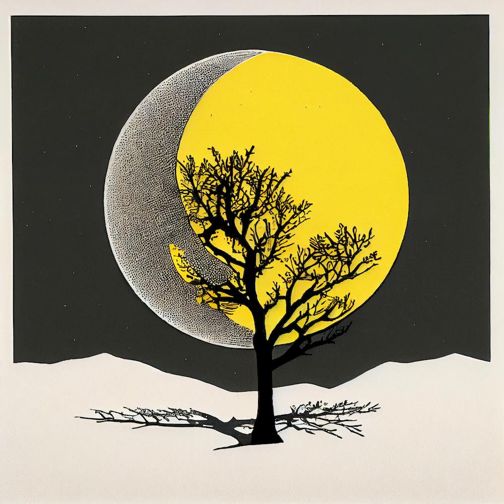 Linocut Print Of A Tree