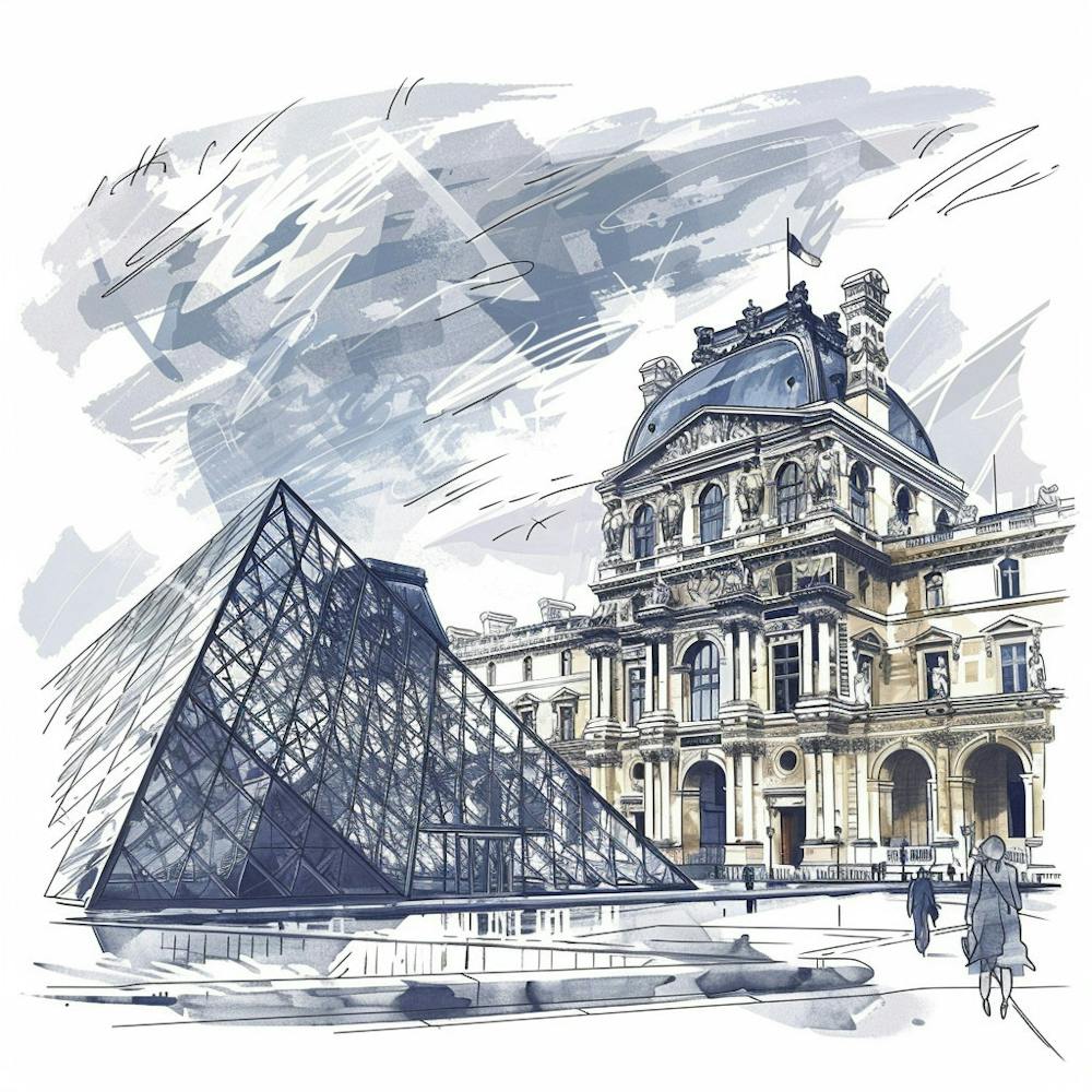 A Louvre Museum In Paris Hand Drawn Sketch Illus 1719915098 2