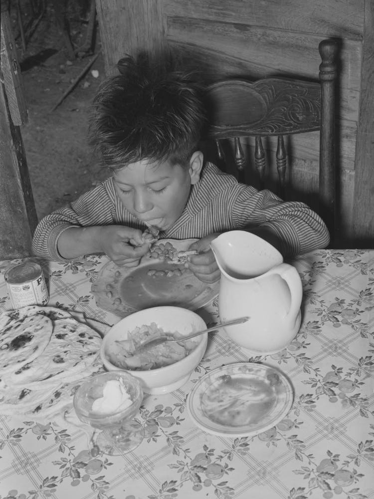 Mexican Boy Eating Lunch, San Antonio, Texas By Russell Lee