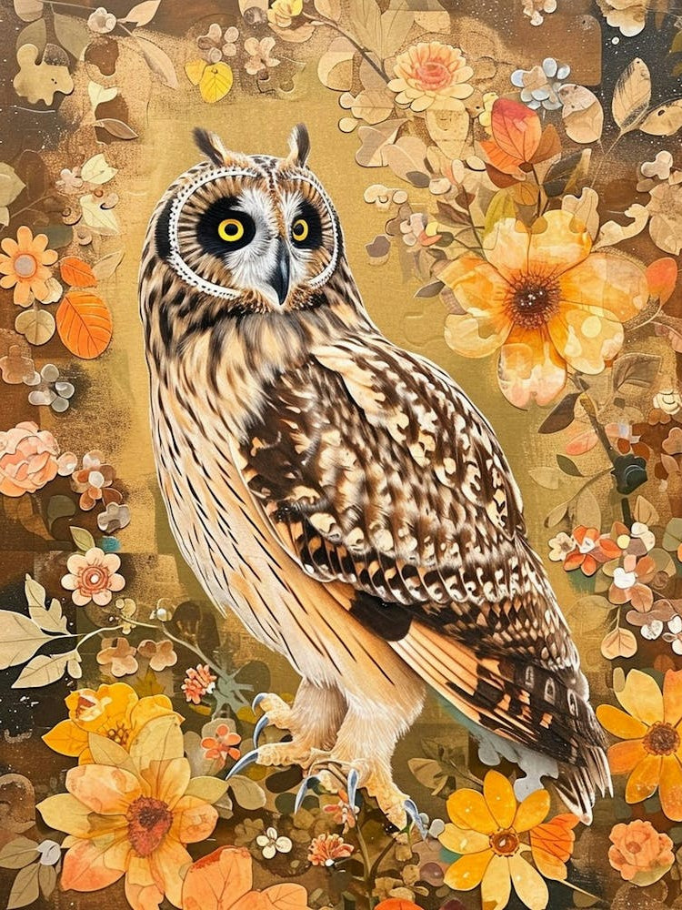 Short Eared Owl Japanese Painting 2