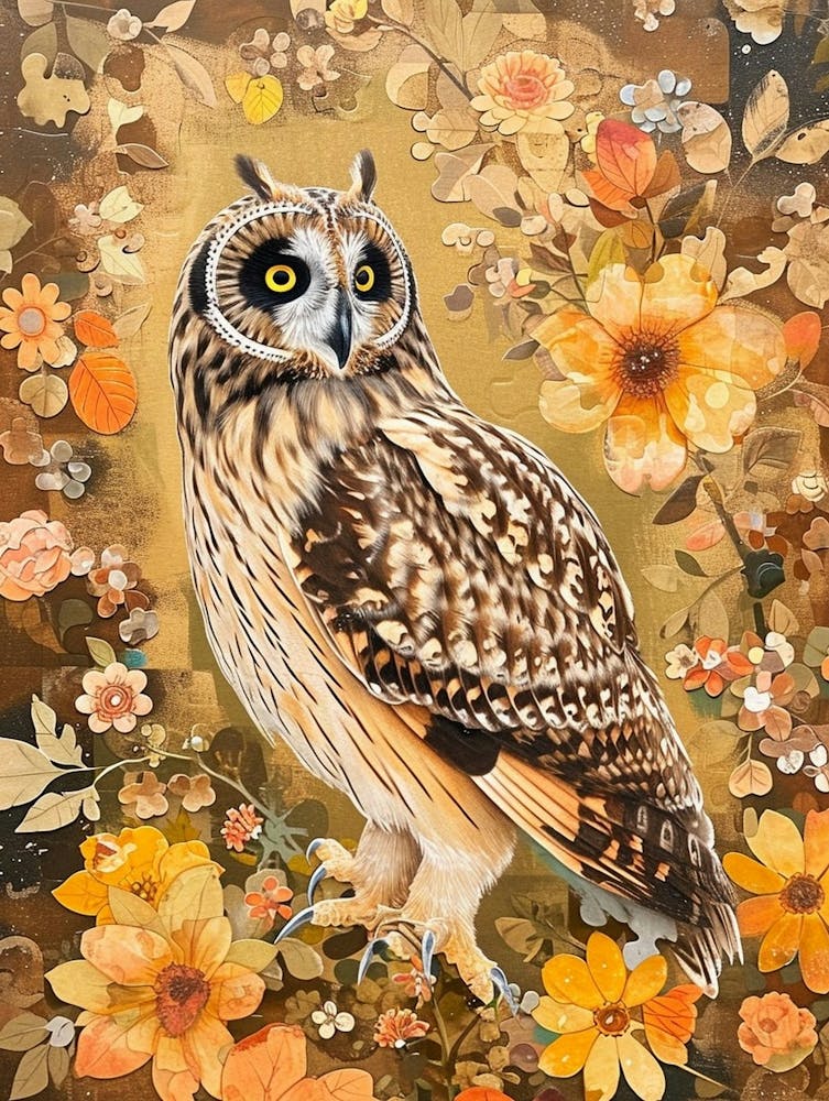 Short Eared Owl Japanese Painting 2