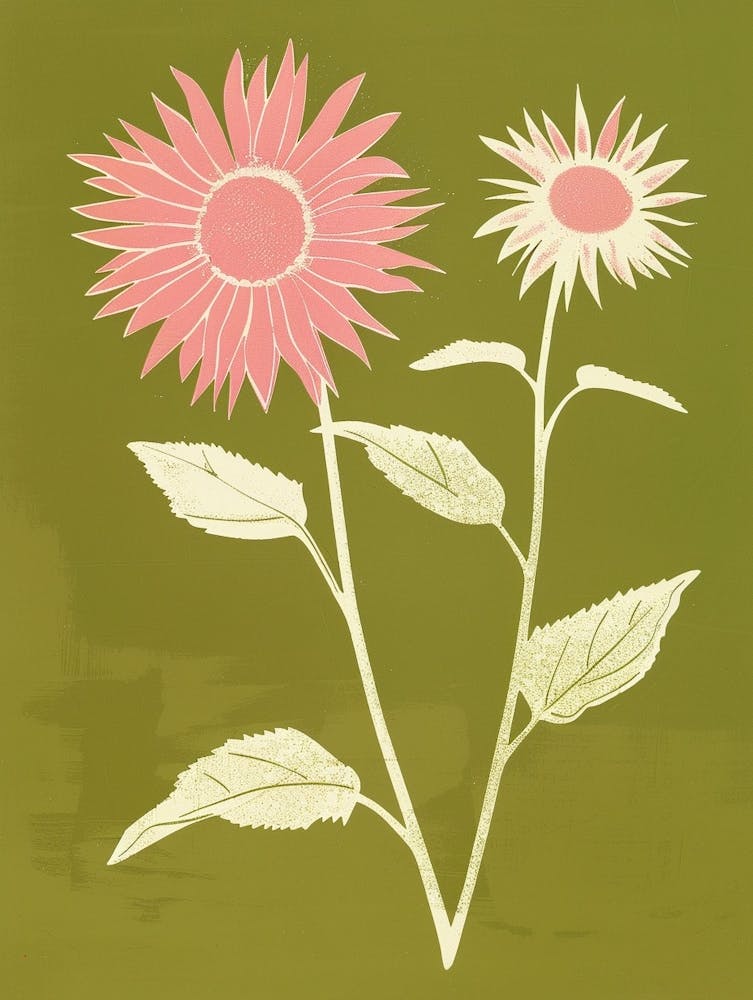 Pink & Green Sunflower 2