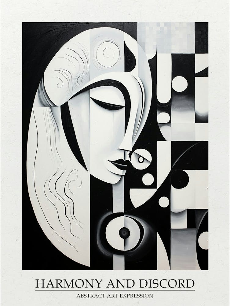 Harmony And Discord Abstract Black And White 8 Poster