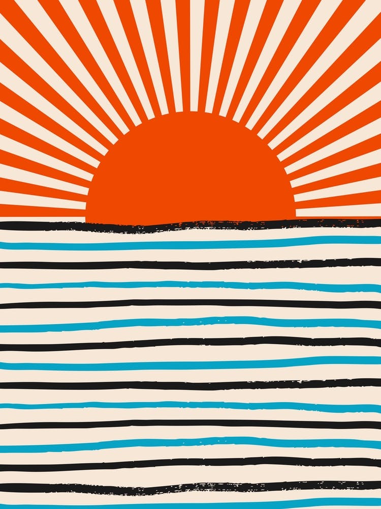 Rote Sonne und Meer