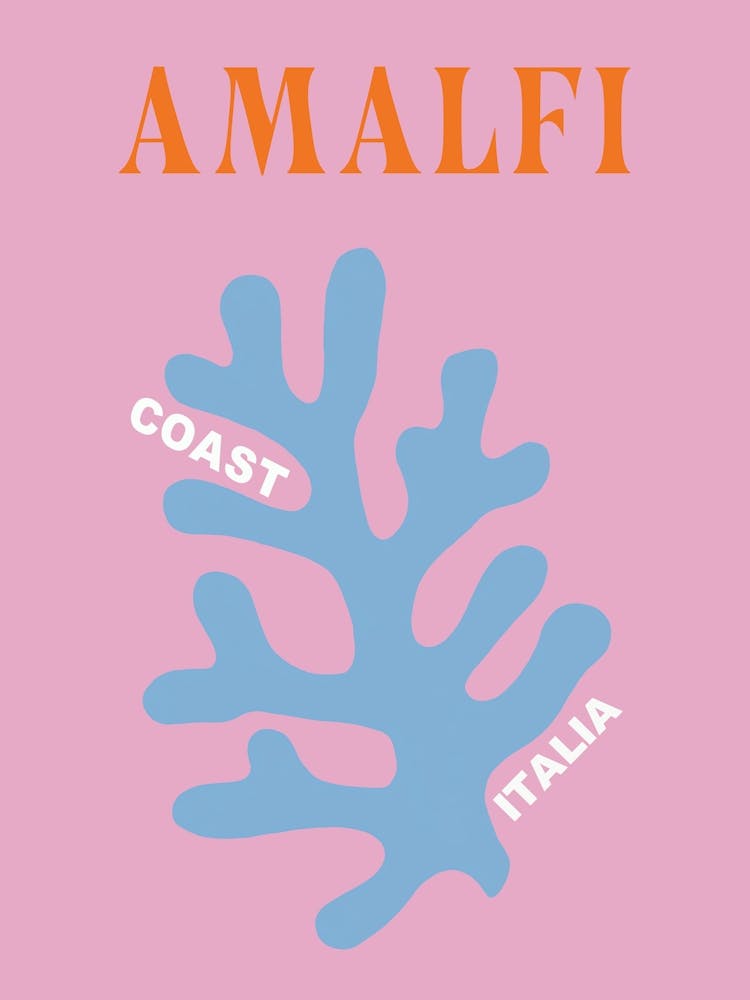 Amalfi coast Italien , Reiseplakat, Preppy Text Italy Kunst