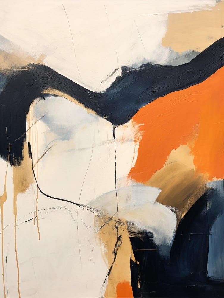 Charcoal And Orange Autumn Abstract Painting 2