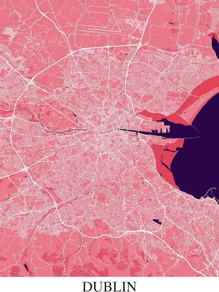 Dublin Pink Purple Map