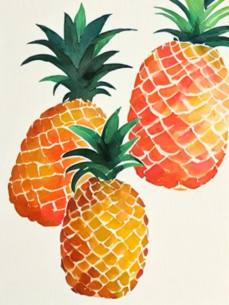 Pineapple Watercolour Fruit Painting Fruit