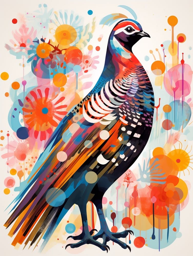 Bird Painting Collage Grouse 3