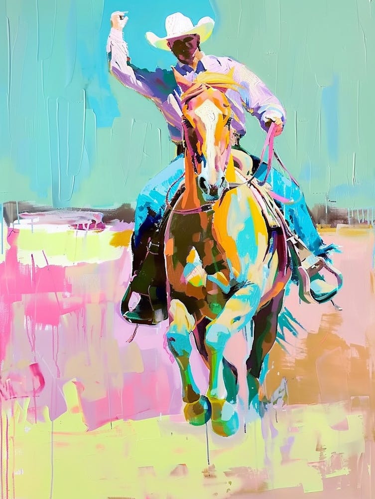 Pink And Blue Cowboy Painting 2